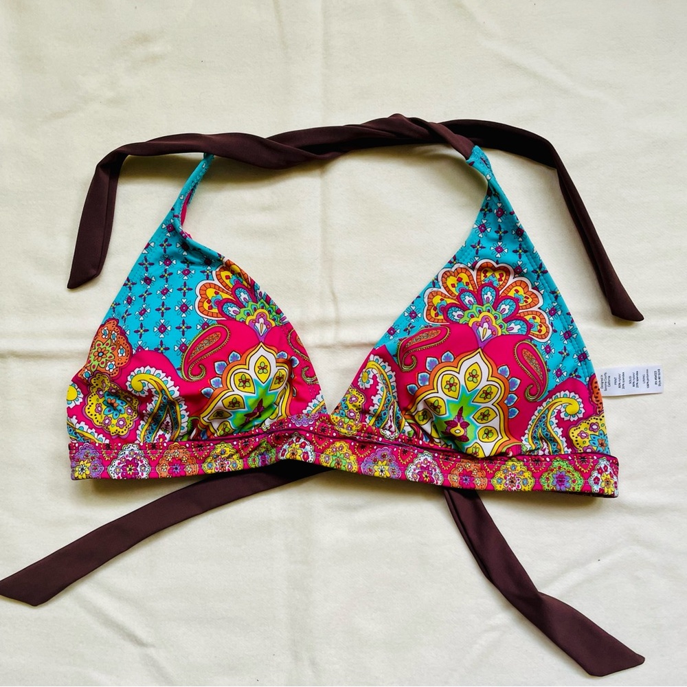 Athleta Multicolor Paisley Halter Bikini Top | Triangle Style | Adjustable